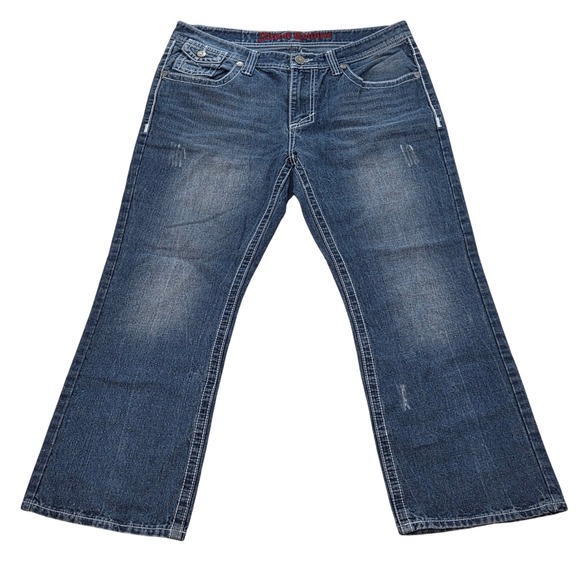 VTG Y2K Xtreme Couture Mens Jeans W36 L30 Bootcut Distressed Dark Wash *READ - Picture 1 of 13